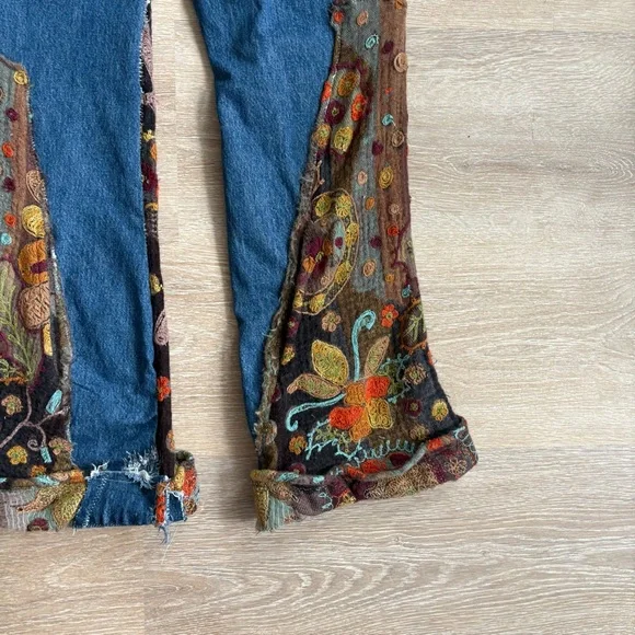 Handmade Upcycled 70s Flare Hippie Patchwork Jeans
